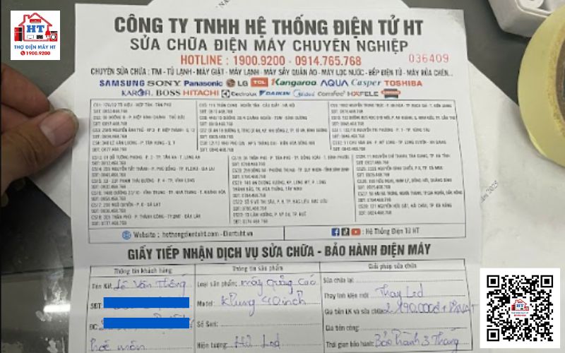 Chính sách bảo hành sau sửa chữa Biển bảng chính sách bảo hành sau sửa chữa tủ lạnh tại Điện Tử HT Đồng Tháp