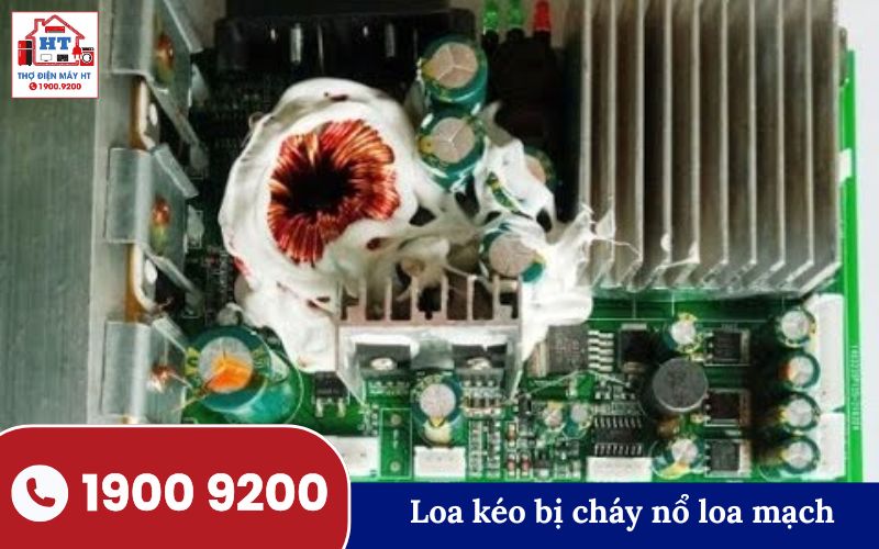 Hình ảnh minh họa loa kéo bị cháy nổ loa mạch.