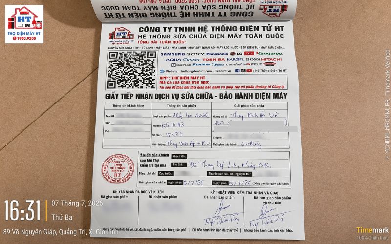 Điện Tử HT cung cấp biên bản ghi nhận chính sách bảo hành rõ ràng, đảm bảo quyền lợi cho khách hàng sau khi sử dụng dịch vụ.