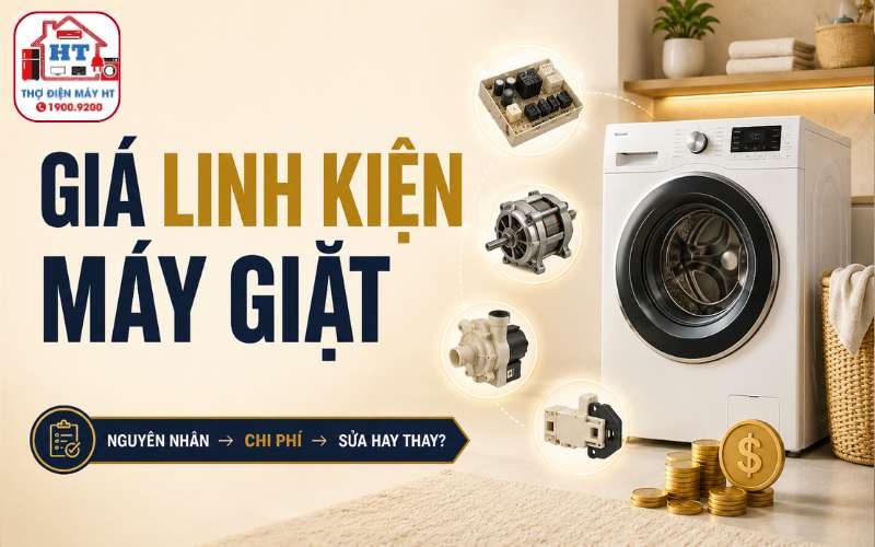 Giá linh kiện máy giặt: Bo mạch, motor, bơm, khóa cửa