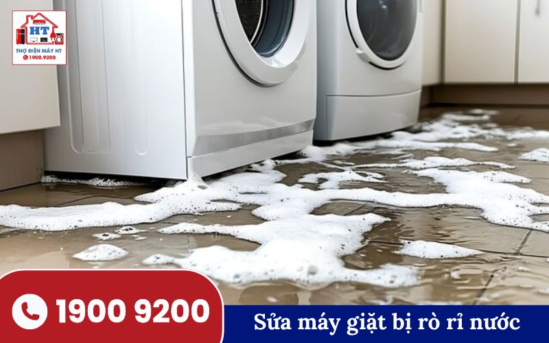 Máy giặt rò nước Nước rò ra sàn từ máy giặt cần được xác định vị trí và thời điểm
