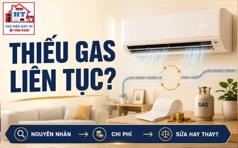 Máy lạnh hay thiếu gas do đâu? Nạp lại có hết lỗi không?