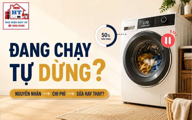Máy giặt đang chạy tự dừng: Vì sao giữa chừng?