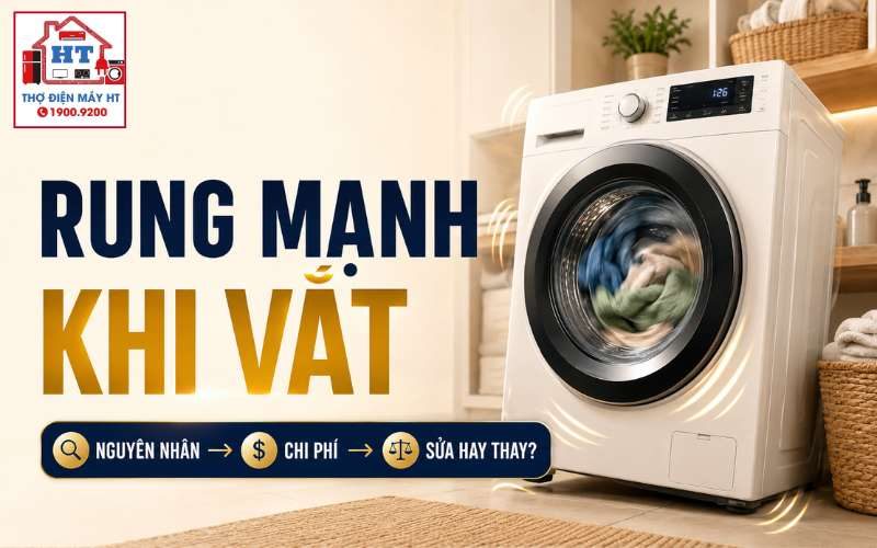 Máy giặt rung mạnh khi vắt: Vì sao máy lắc và xê dịch?