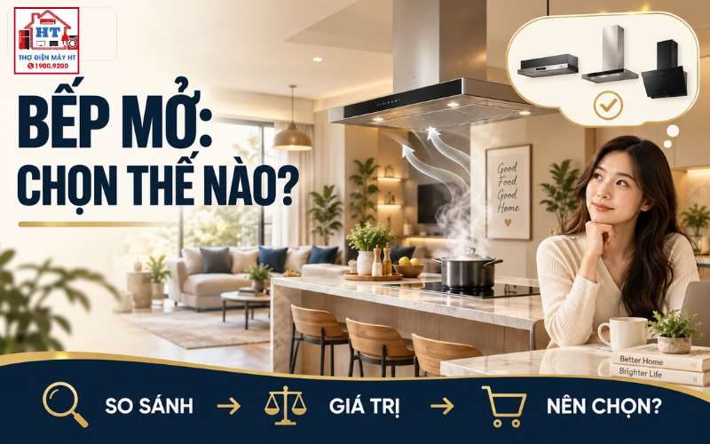 Máy Hút Mùi Cho Bếp Mở: Cần Quan Tâm Gì Ngoài Công Suất Hút