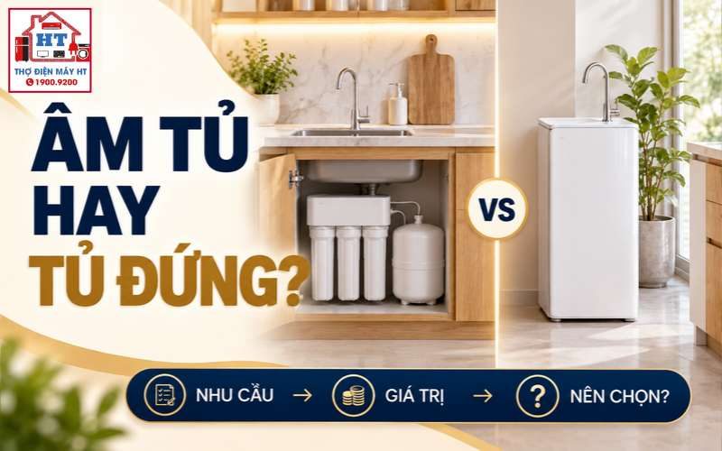 Máy Lọc Nước Âm Tủ Hay Tủ Đứng? So Không Gian, Bảo Trì & Chi Phí
