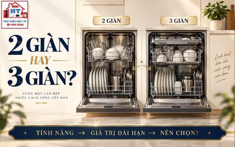 Máy Rửa Chén 2 Giàn Hay 3 Giàn? Khay Thứ Ba Có Thật Sự Hữu Ích