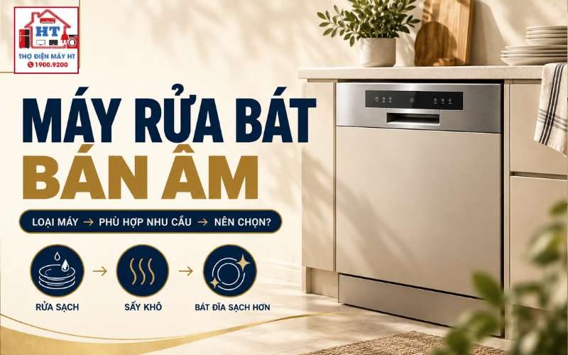Máy Rửa Chén Bán Âm: Điểm Cân Bằng Giữa Âm Tủ Và Dễ Dùng