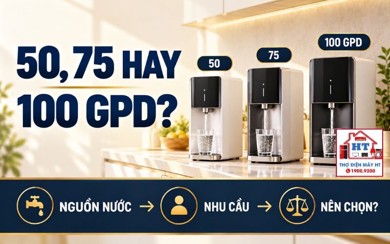 RO 50, 75 Hay 100 GPD? Chọn Công Suất Màng Theo Nhu Cầu