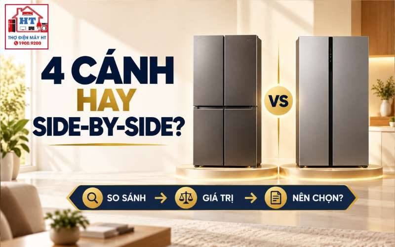 Tủ Lạnh 4 Cánh Hay Side-by-Side? Chọn Theo Không Gian Và Cách Dùng